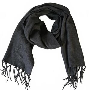 Black Soft Knit Scarf with Fringe